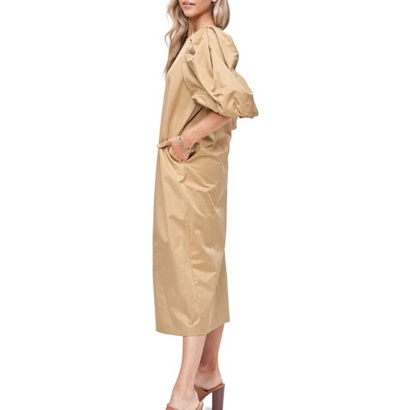 En Saison Balloon Sleeve Cotton Blend Poplin Midi Dress Women's Size XS NWT - Picture 3 of 12